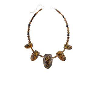 Jay King Sterling Silver Black Chalcedony & Flower Calcite Reversible Necklace,